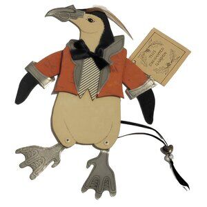 Dee Ann Segula Dee Segula Penguin Pull Puppet Folk Art Toy Artist Signed 1993